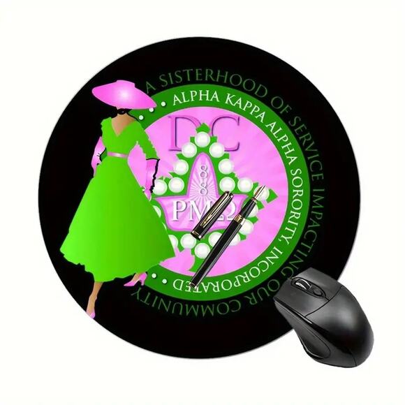 AKA Alpha Kappa Alpha Mouse Pad Black with Lady Silhouette Design - Picture 2 of 7